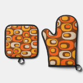 Mid-Century modern Abstract patroon Ovenwant & Pannenlap Set (Voorkant)