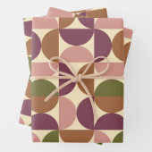 Mid Century Modern Abstract Patroon Paarse & bruin Inpakpapier Vel (In situ)