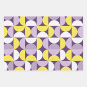 Mid Century Modern Abstract Patroon Paarse & Geel Inpakpapier Vel (Voorkant)