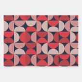 Mid Century Modern Abstract Patroon Rood & Roze Inpakpapier Vel (Voorkant 3)