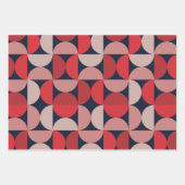 Mid Century Modern Abstract Patroon Rood & Roze Inpakpapier Vel (Voorkant)