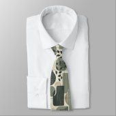 Mid Century Modern Abstract Patroon Saliegroen Stropdas (Gebonden)
