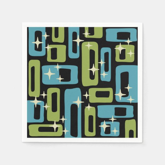 Mid Century Modern Abstract Patroon Servet (Voorkant)