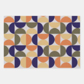 Mid Century Modern Abstract Patroon Sinaasappel & Inpakpapier Vel (Voorkant 3)