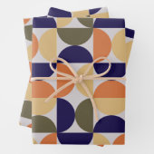 Mid Century Modern Abstract Patroon Sinaasappel & Inpakpapier Vel (In situ)