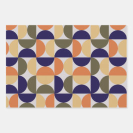 Mid Century Modern Abstract Patroon Sinaasappel &  Inpakpapier Vel