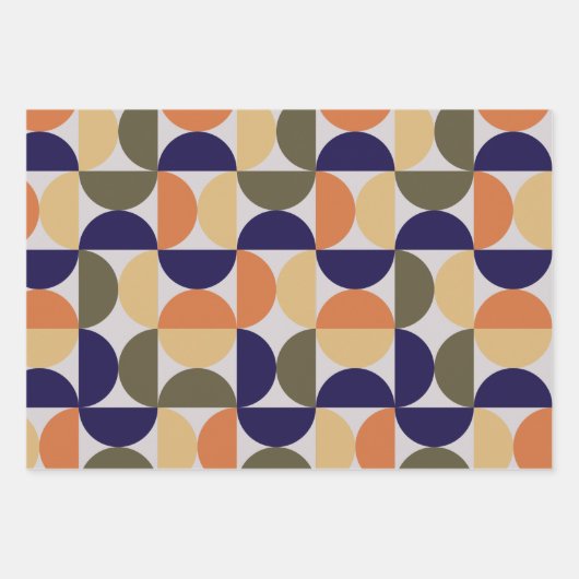 Mid Century Modern Abstract Patroon Sinaasappel & Inpakpapier Vel (Voorkant)