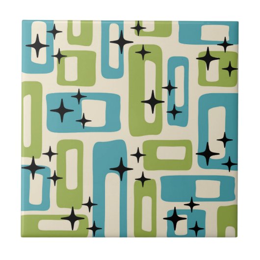 Mid Century Modern Abstract Patroon Tegeltje (Voorkant)