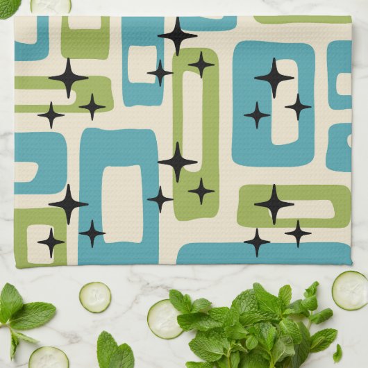 Mid Century Modern Abstract Patroon Theedoek (Gevouwen)