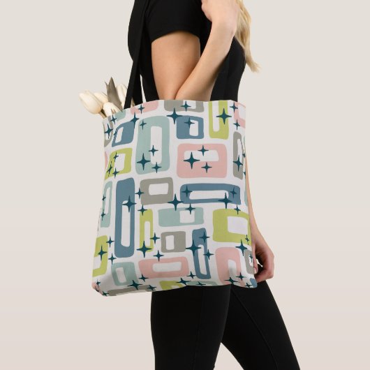 Mid-Century modern Abstract patroon Tote Bag (Dichtbij)