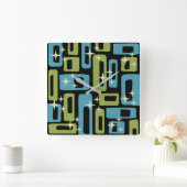 Mid Century Modern Abstract Patroon Vierkante Klok (Huis)