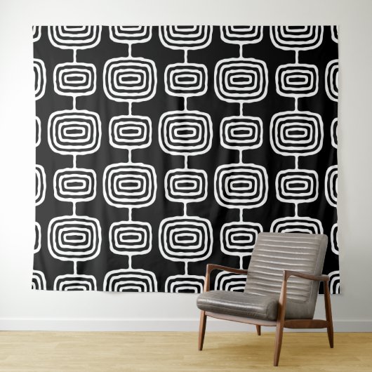Mid Century Modern Abstract Patroon Wandkleed (In Situ (horizontaal))