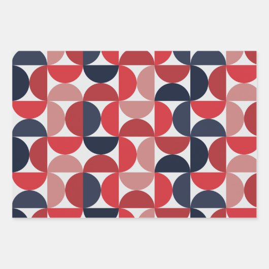 Mid Century Modern Abstract Pattern Bourgogne & Bl Inpakpapier Vel (Voorkant 3)