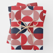 Mid Century Modern Abstract Pattern Bourgogne & Bl Inpakpapier Vel (In situ)