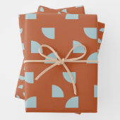 Mid Century Modern Abstract Pattern brown blue Inpakpapier Vel (In situ)