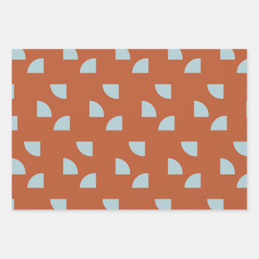 Mid Century Modern Abstract Pattern brown blue Inpakpapier Vel (Voorkant)