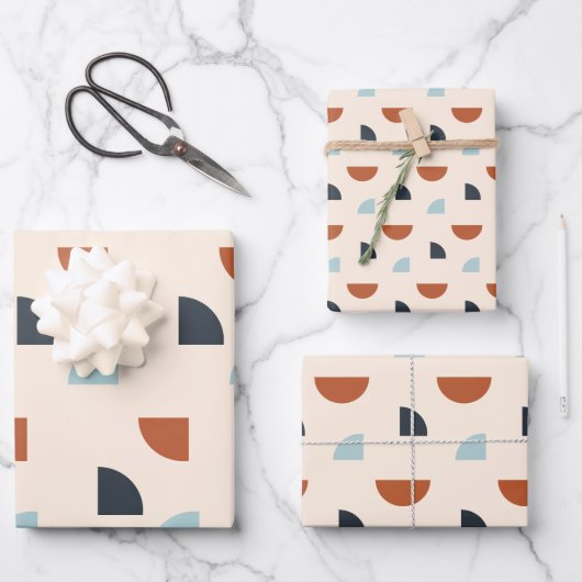 Mid Century Modern Abstract Pattern brown blue Inpakpapier Vel (Voorkant)