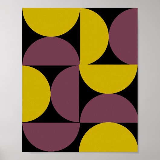 Mid Century Modern Abstract Pattern Paars Rustic Poster (Voorkant)