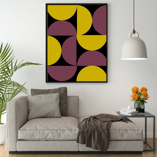 Mid Century Modern Abstract Pattern Paars Rustic Poster