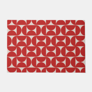 Mid Century Modern Abstract Pattern Red Deurmat