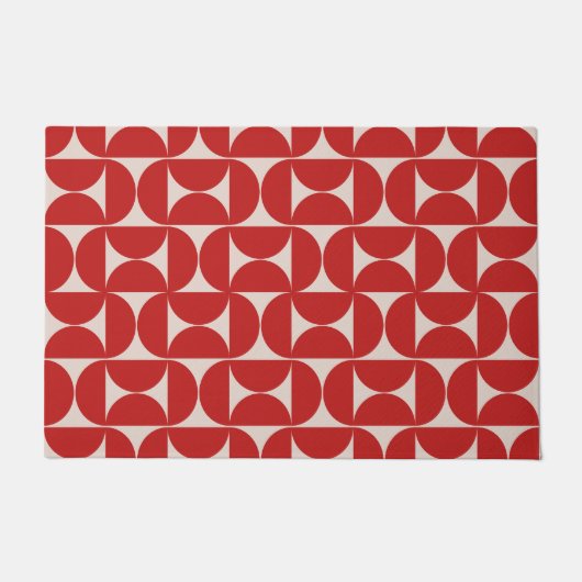 Mid Century Modern Abstract Pattern Red Deurmat (Voorkant)
