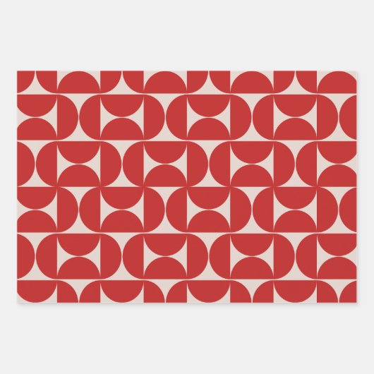 Mid Century Modern Abstract Pattern Red Inpakpapier Vel (Voorkant 2)