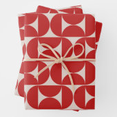 Mid Century Modern Abstract Pattern Red Inpakpapier Vel (In situ)