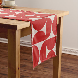 Mid Century Modern Abstract Pattern Red Korte Tafelloper