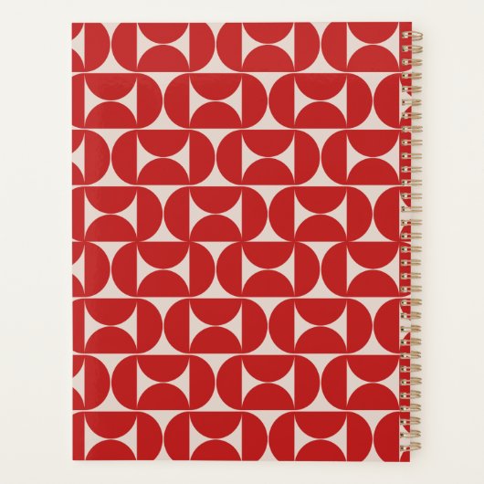 Mid Century Modern Abstract Pattern Red Planner (Achterkant)