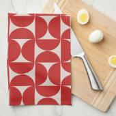 Mid Century Modern Abstract Pattern Red Theedoek (Quarter Fold)