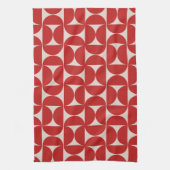 Mid Century Modern Abstract Pattern Red Theedoek (Verticaal)