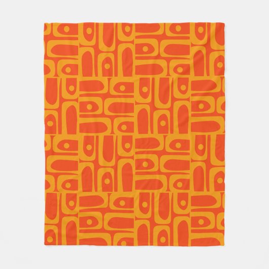 Mid Century Modern Abstract Piquet Patronen Sinaas Fleece Deken (Voorkant)