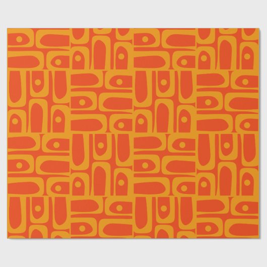 Mid Century Modern Abstract Piquet Patroon Sinaasa Cadeaupapier (Vlak)