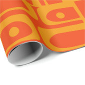 Mid Century Modern Abstract Piquet Patroon Sinaasa Cadeaupapier (Rol Hoek)