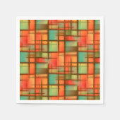 Mid Century Modern Abstract Plaid Rood Blauw Groen Servetten (Voorkant)