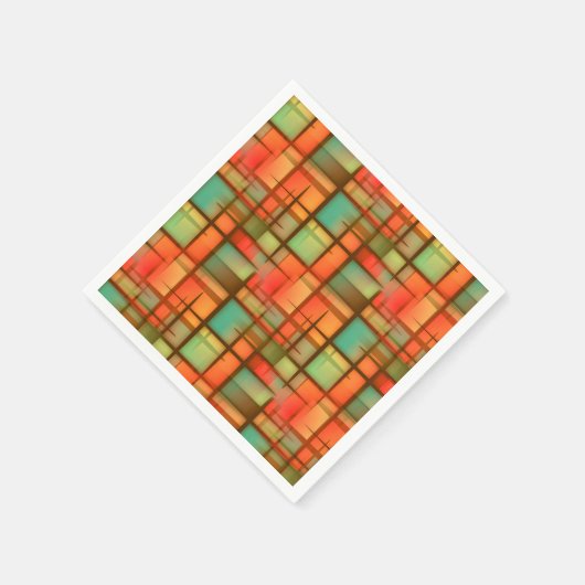 Mid Century Modern Abstract Plaid Rood Blauw Groen Servetten (Hoek)
