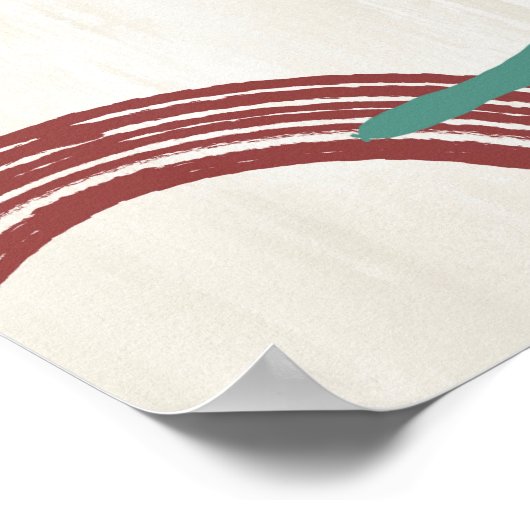 Mid Century Modern Abstract Poster - Red Turquoise (Hoek)