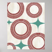 Mid Century Modern Abstract Poster - Red Turquoise (Voorkant)