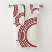 Mid Century Modern Abstract Poster - Red Turquoise Bad Handdoek (Insitu)