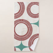 Mid Century Modern Abstract Poster - Red Turquoise Badhanddoek (Badhanddoek)