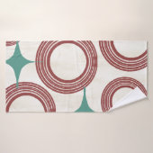 Mid Century Modern Abstract Poster - Red Turquoise Badhanddoek (Badhanddoek)