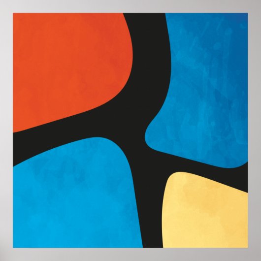 Mid Century Modern Abstract Shapes Multicolor 2 Poster (Voorkant)