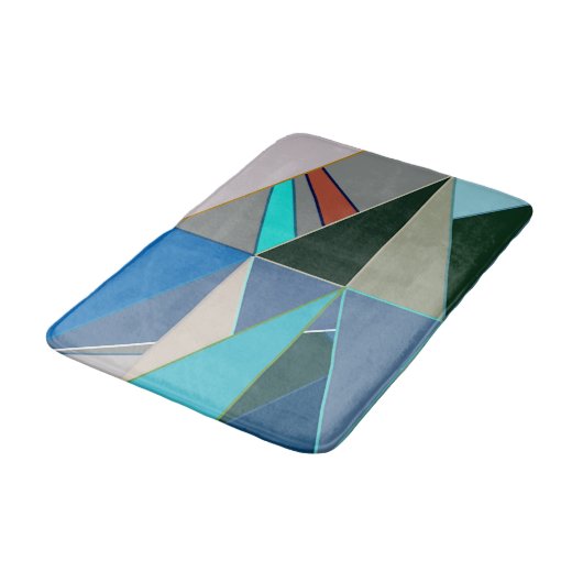 Mid-Century Modern Abstract, Turquoise & Neutrals Badmat (Gekanteld)