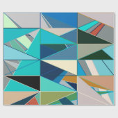 Mid-Century Modern Abstract, Turquoise & Neutrals Cadeaupapier (Vlak)