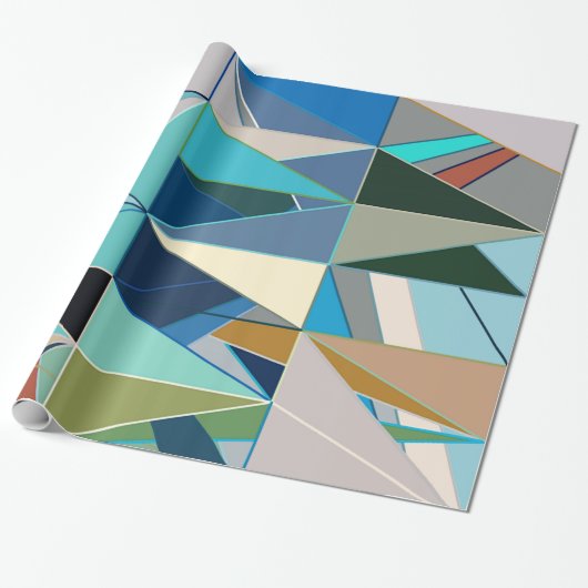 Mid-Century Modern Abstract, Turquoise & Neutrals Cadeaupapier (Uitgerold)