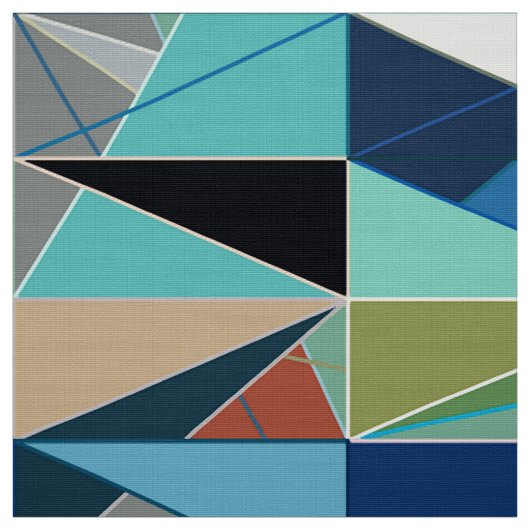 Mid-Century Modern Abstract, Turquoise & Neutrals Stof (Swatch)