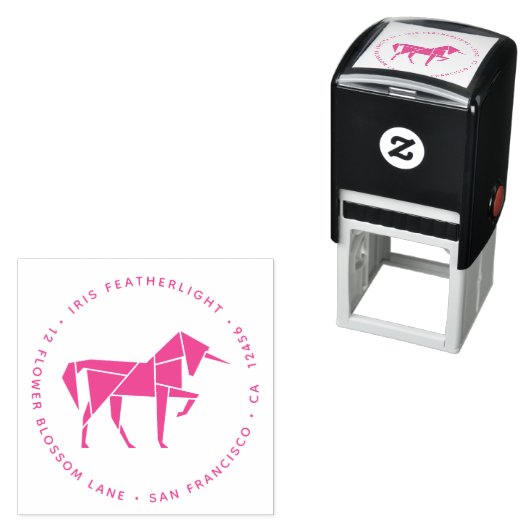 Mid Century Modern Abstract Unicorn Tangram Animal Zelfinktende Stempel (In situ)