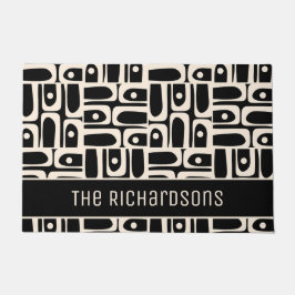 Mid Century Modern Abstract Zwart en Crème Piquet Deurmat