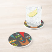 Mid-Century Modern Abstracte Tiki Tok Zandsteen Onderzetter (Zijkant)