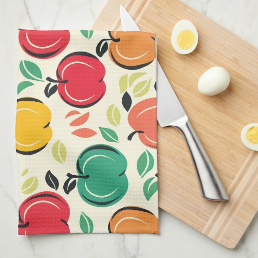 Mid-Century Modern Apple Retro Orchard Theedoek (Quarter Fold)